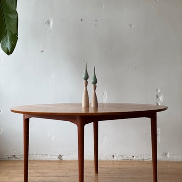 Danish Modern Solid Teak Round Dining Table by Cado
