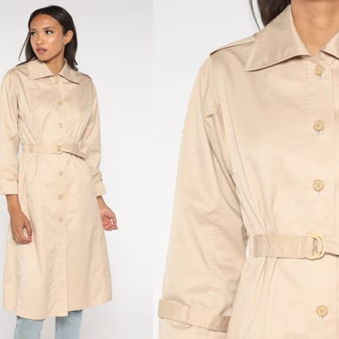 80s Trench Coat Beige Belted Jacket 1980s Vintage Tan Button Up Jacket Japanese Coat Raglan Sleeve Fall Peacoat Vintage Khaki Extra Small xs 