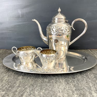 Silverplate roses 4 piece coffee set - Victoria-Denmark 