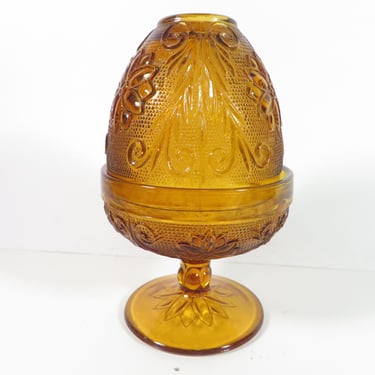 Vintage Tiara Amber Fairy Lamp Candle Holder 