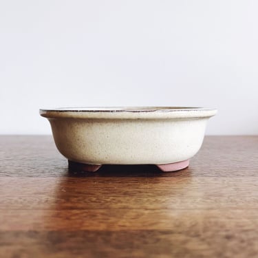 Vintage Ceramic Beige Bonsai Pot 