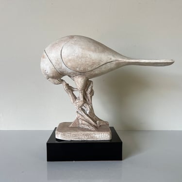 1980's Vintage Bird on a Perch Sculpture by Austin 