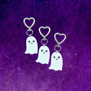 Cute Ghost Keychain Bag Charm Spooky Goth Halloween Key Ring 