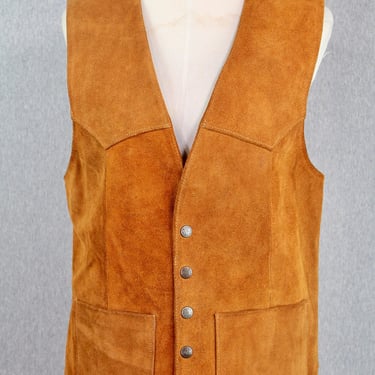 1970s Suede Western Vest by Leatherland- Leather- Boho- Marked Size 24 