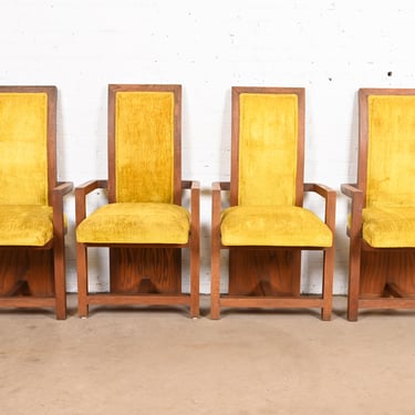 Frank Lloyd Wright for Heritage Henredon Taliesin High Back Armchairs, Set of Four