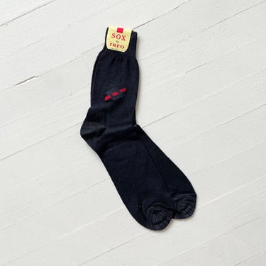 1950s Patterned Black Cotton Socks 