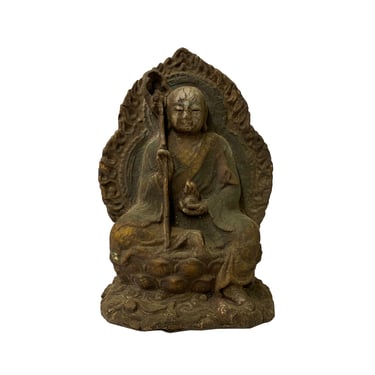 Chinese Rustic Wood Sitting Ksitigarbha Bodhisattva Buddha Statue ws2058E 