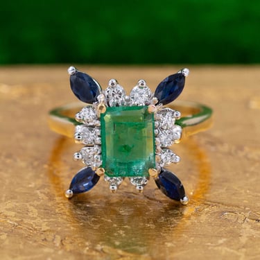 Colombian Emerald, Sapphire & Diamond Ring