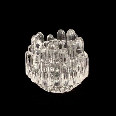 Vintage Mid Century Modern Scandinavian Art Glass Crystal Kosta Boda POLAR Ice Drip Votive Candleholder Sweden Goran Warff Design 1970s 