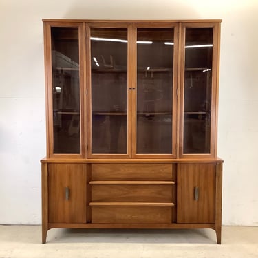 Mid-Century Breakfront Sideboard With China Cabinet Hutch 