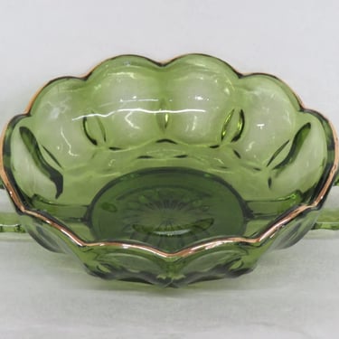 Anchor Hocking Glass Green Candy Nut Dish with Double Handles 3864B