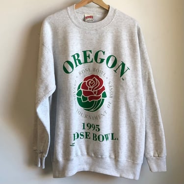 1995 Nutmeg Mills Oregon Ducks Rose Bowl Gray Crewneck Sweatshirt