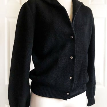 50's - 60's XL Mens Alpaca Fuzzy Cardigan SWEATER Gray