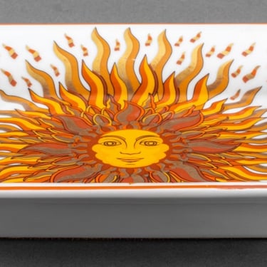 Hermes Orange Sun Motif Porcelain Ashtray