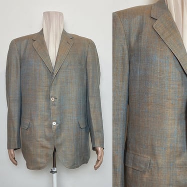 Vintage 1950s Sport Coat 50s Blazer Silk Slubbed Sharkskin 44 Long 