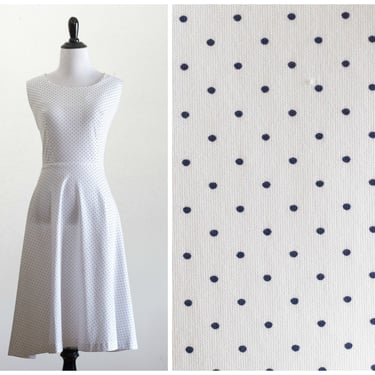 White polka dot fit and flare dress 