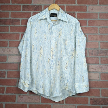 Vintage 70s Sears All Over Print Pattern ORIGINAL Button Down Disco Shirt - Extra Large 