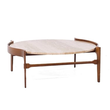 Bertha Schaefer Mid Century Travertine Coffee Table - mcm 