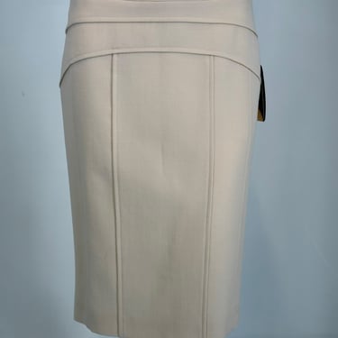 Versace Double Face Cream Wool Tube Skirt Unworn with Tag 1990s 38