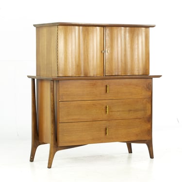 Unagusta Forward Mid Century Walnut Furniture Highboy Dresser - mcm 