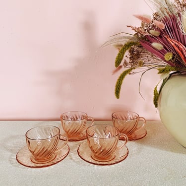 ROSALINE CUPS + SAUCERS S/4 by Arcoroc 