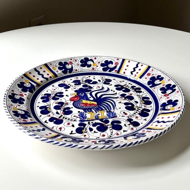 Hand Painted Buffet Platter by Deruta of Italy with the Ovieto Blue Rooster Design (Made in Italy) 