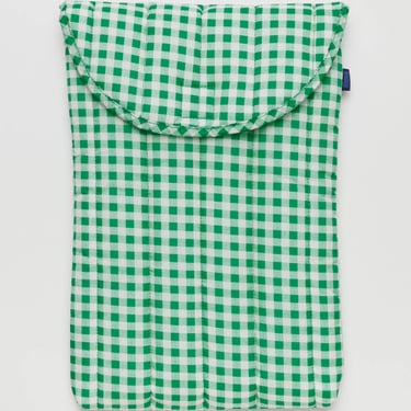 Puffy Laptop Sleeve 16" in Green Gingham
