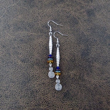 Colorful dangle earrings, silver 