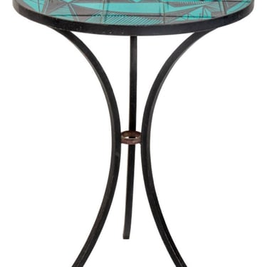 Modernist Ceramic Art Tile Top Side Table