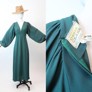 1970s 1971 OSSIE CLARK balloon sleeves maxi dress small medium | new fall winter 