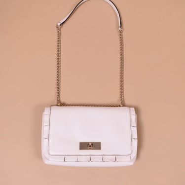 White Leather Purse with Chain Strap By Kate Spade