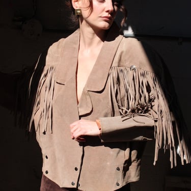 Vintage Amaretto Fringed Suede Jacket