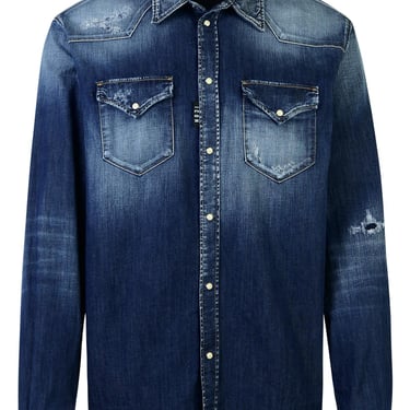 Dsquared2 Blue Cotton Shirt Men