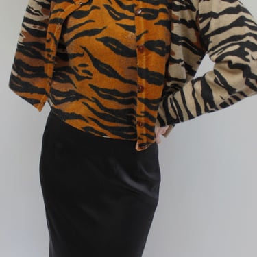 Vintage Tiger Striped Lambswool Cardigan Set