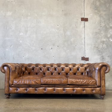 Distressed Brown Leather Chesterfield Sofa