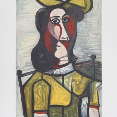 Portrait de Femme au Chapeau et a la Robe Vert Jaune by Pablo Picasso, Marina Picasso Estate Lithograph Poster 
