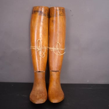 Antique 1920s Wooden Boot Trees – 3-Piece Cobbler Shoe Stretchers – 17” x 9.5” Vintage Display 