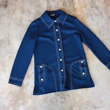 60s Jack Winter Mod Navy Blue Shirt Jacket Size S 