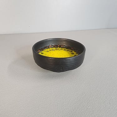 Black and Yellow Ceramic Modernist Pottery Bowl 