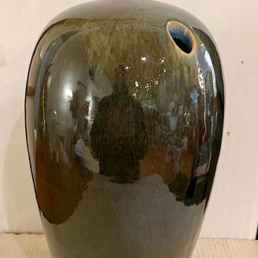 Rare Ceramic raku Pottery Vase 1970's Glossy Glaze