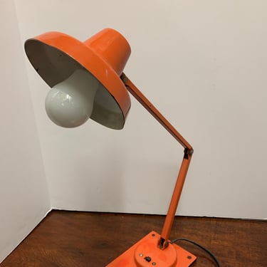 Vintage Mid Century Modern Tenson Fire Orange Desk Lamp 