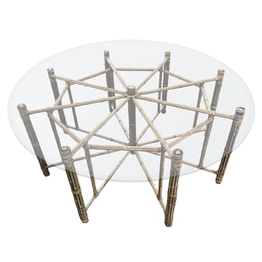 McGuire Bamboo Rattan Octagonal Dining Table Base with Large 74