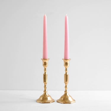 Vintage Pair of Brass Candle Holders, Brass Candlestick Set 