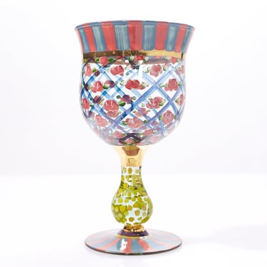 Mackenzie Childs Circus Arbor Rose Water Goblets Glasses - Set of 12 