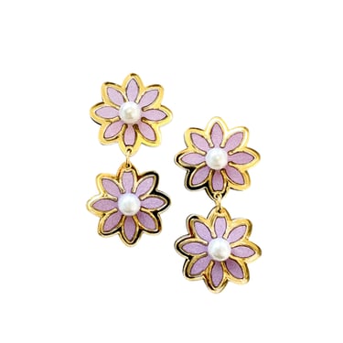 Sample Sale Small Lavender Double Daisy Earrings