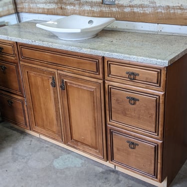 Large Marble Top Vanity with Vessel Sink 61 x 35.5 x 22.5