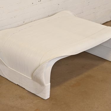 Betty Cobonpue Scultura Collection White Lacquered Split Reed Rattan Coffee Table or Cocktail Table
