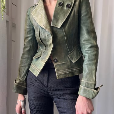 00s Galliano Green Leather Jacket