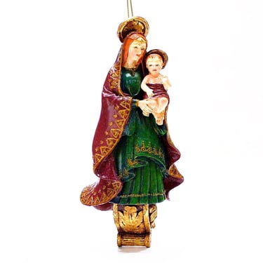 VINTAGE: LARGE Mother Mary and Jesus Ornaments - Madonna Christmas Ornament - Hand Painted Ornament - SKU 25-A1-00012639 