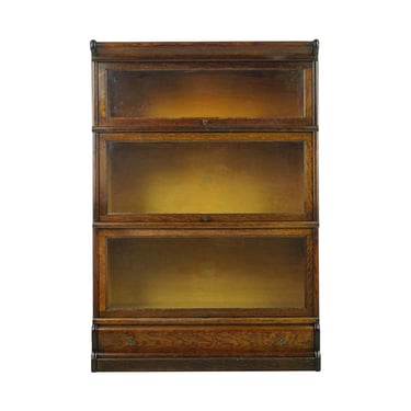 Antique 1910s Restored Macey Oak 3 Section Barrister Bookcase